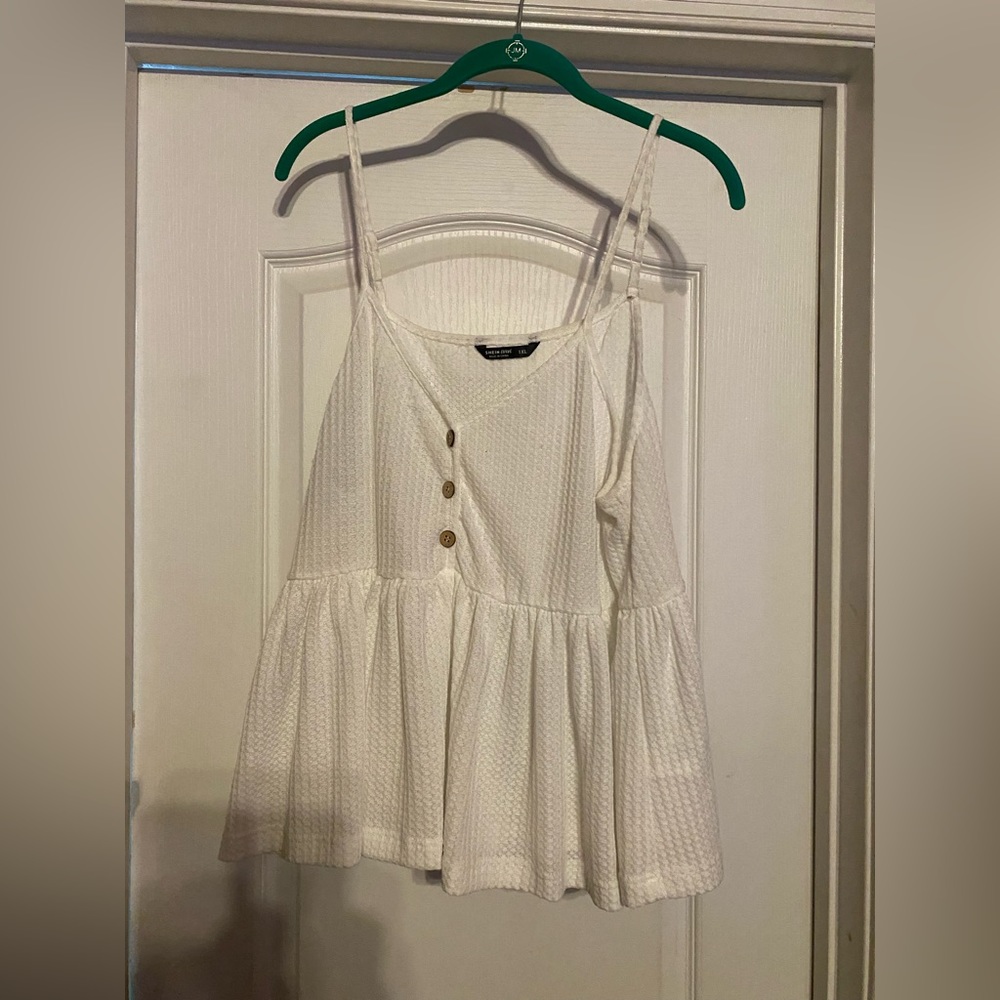 Plus Waffle Knit Ruffle Hem Cami Top